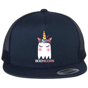 Boonicorn Halloween Unicorn Ghost Flat Bill Trucker Hat