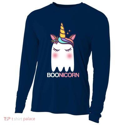 Boonicorn Halloween Unicorn Ghost Cooling Performance Long Sleeve Crew