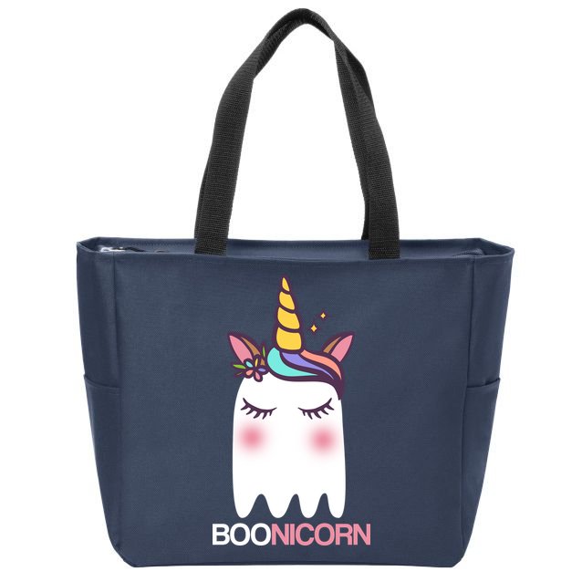 Boonicorn Halloween Unicorn Ghost Zip Tote Bag