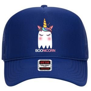 Boonicorn Halloween Unicorn Ghost High Crown Mesh Back Trucker Hat