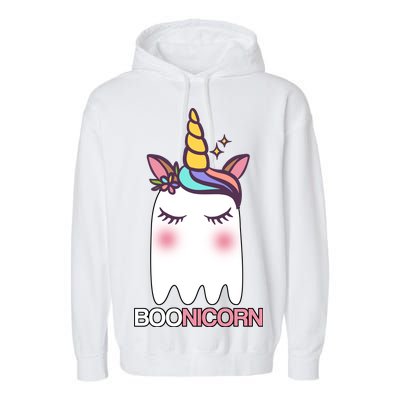 Boonicorn Halloween Unicorn Ghost Garment-Dyed Fleece Hoodie