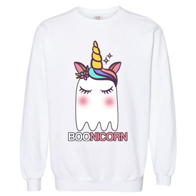 Boonicorn Halloween Unicorn Ghost Garment-Dyed Sweatshirt