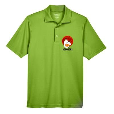 Boooooks Funny Cute Halloween Book Men's Origin Performance Pique Polo