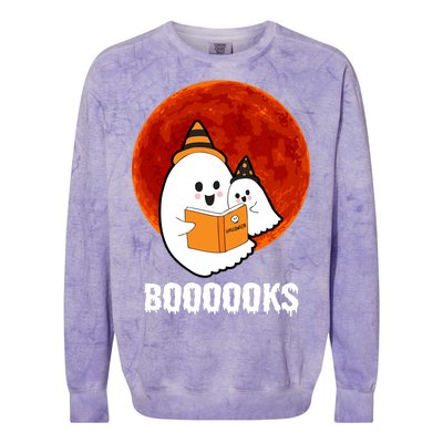 Boooooks Funny Cute Halloween Book Colorblast Crewneck Sweatshirt