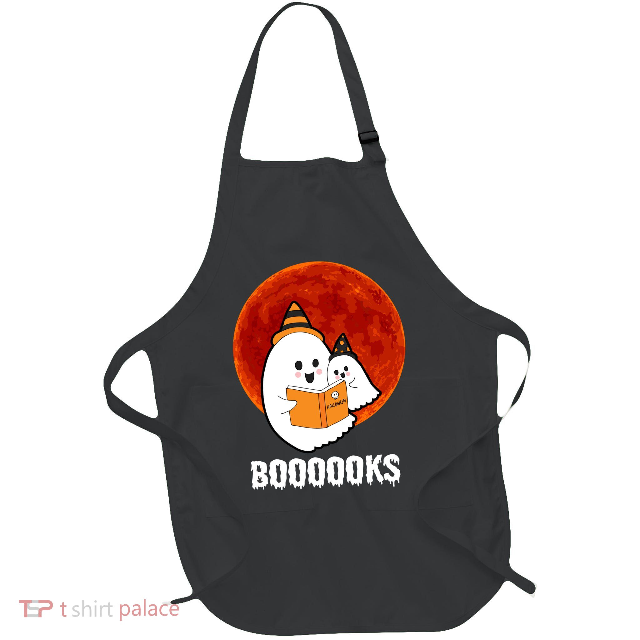 Boooooks Funny Cute Halloween Book Full-Length Apron With Pockets