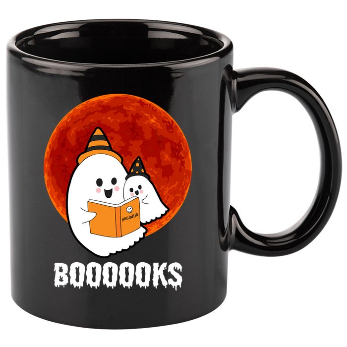 Boooooks Funny Cute Halloween Book 11oz C Handle Ceramic Mug