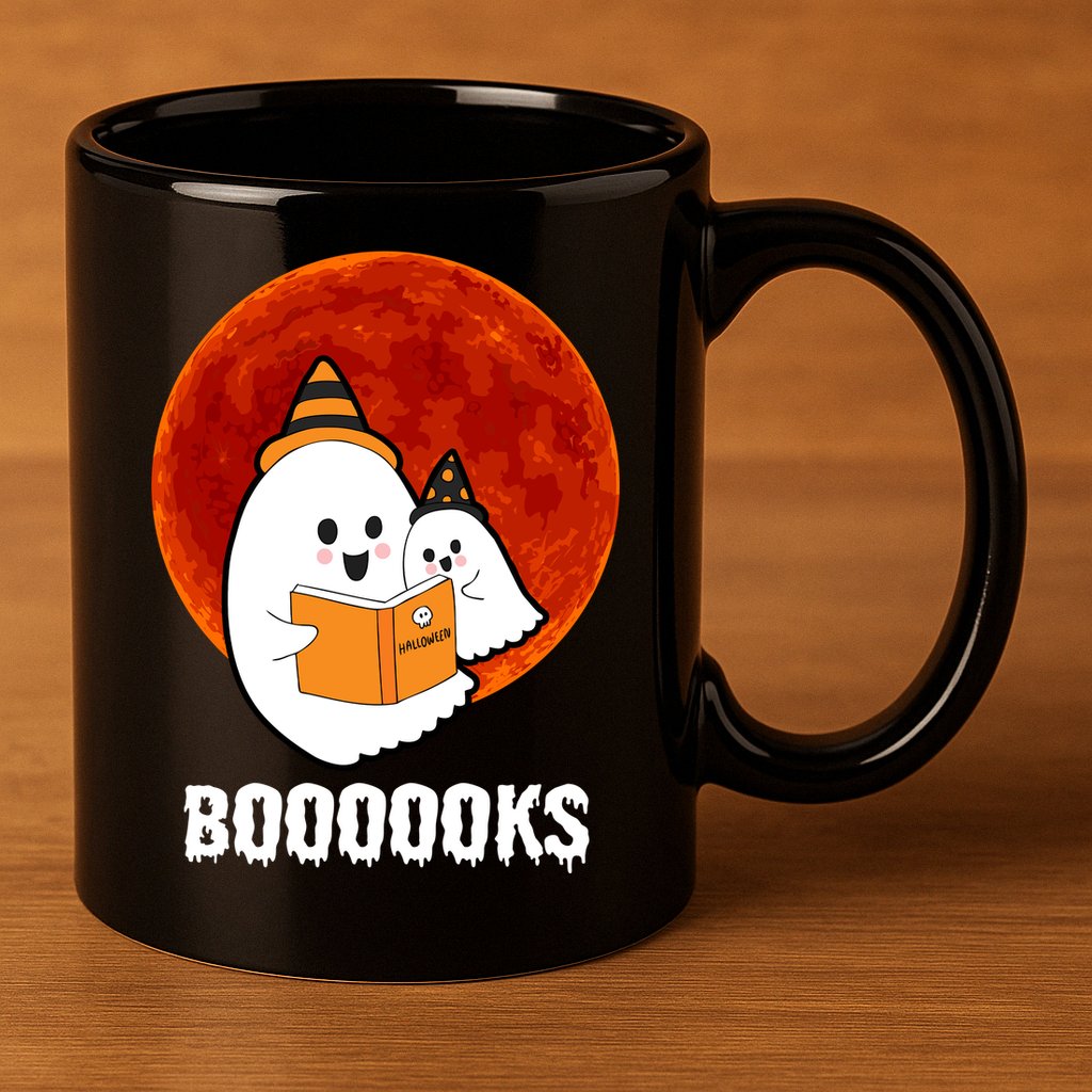 Boooooks Funny Cute Halloween Book 11oz C Handle Ceramic Mug