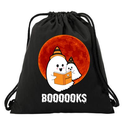 Boooooks Funny Cute Halloween Book Drawstring Bag