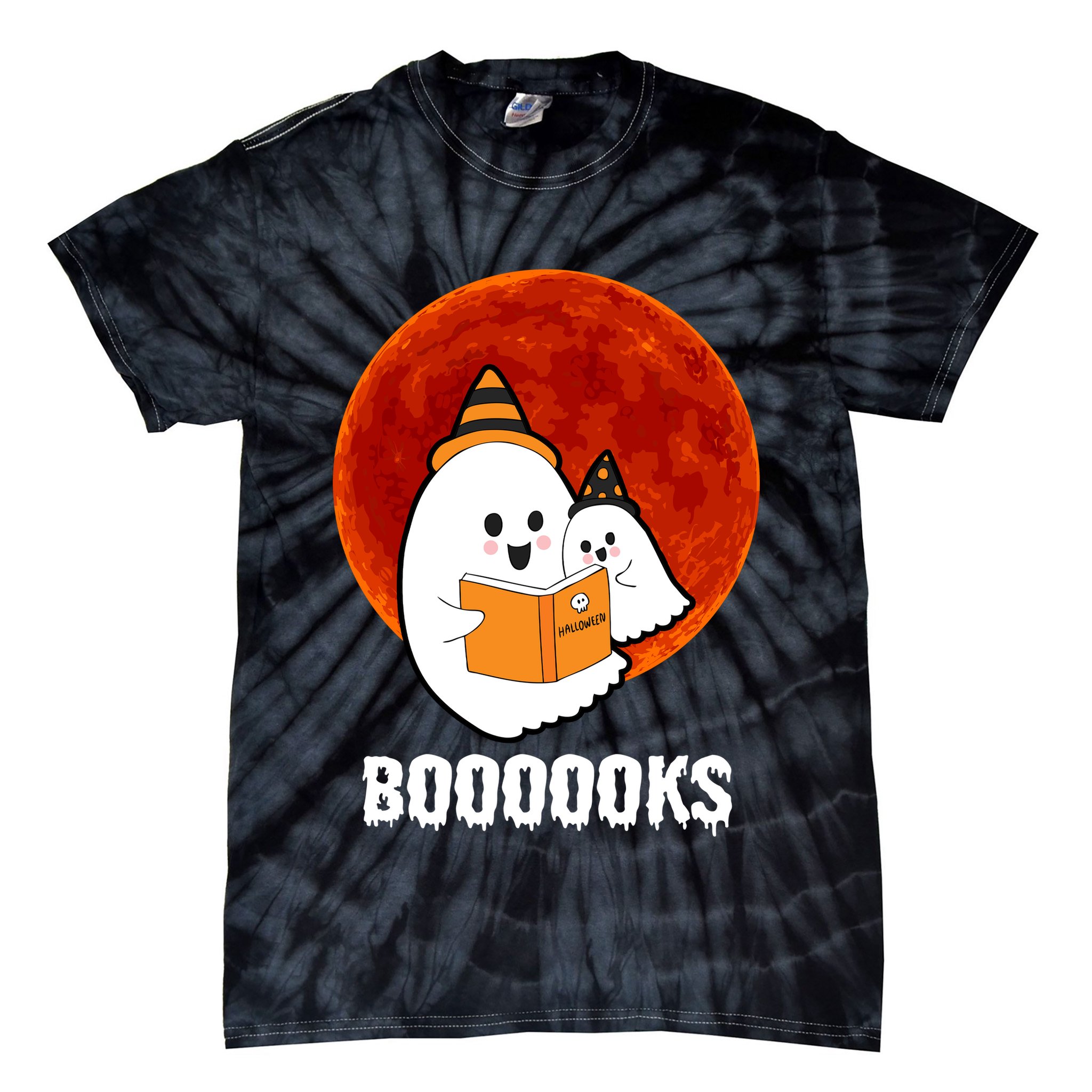 Boooooks Funny Cute Halloween Book Tie-Dye T-Shirt
