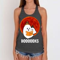 Boooooks Funny Cute Halloween Book Women's Knotted Racerback Tank