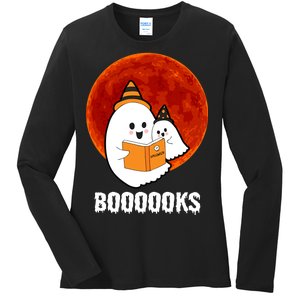 Boooooks Funny Cute Halloween Book Ladies Long Sleeve Shirt