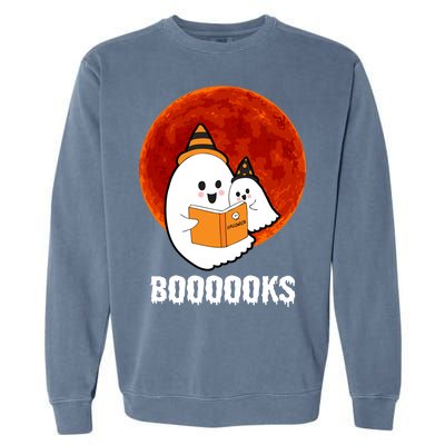 Boooooks Funny Cute Halloween Book Garment-Dyed Sweatshirt