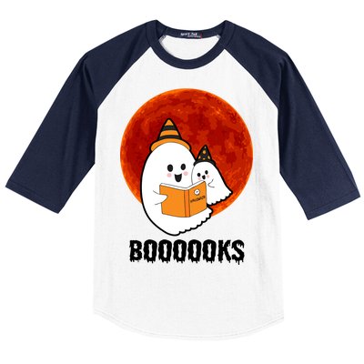 Boooooks Funny Cute Halloween Book Baseball Sleeve Shirt