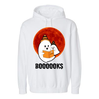 Boooooks Funny Cute Halloween Book Garment-Dyed Fleece Hoodie