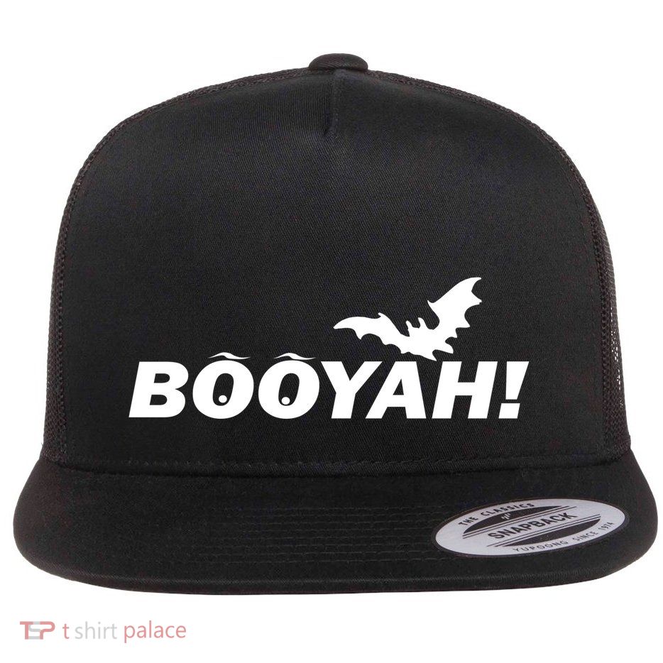 BOOYAH! Bat Halloween Flat Bill Trucker Hat