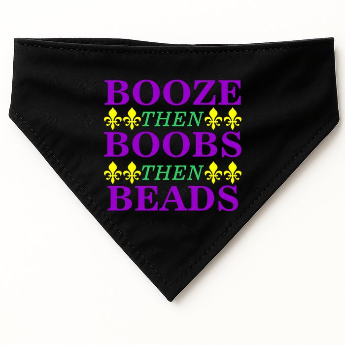 Booze then Boobs then Beads Mardi Gras New Orleans USA-Made Doggie Bandana