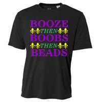 Booze then Boobs then Beads Mardi Gras New Orleans Cooling Performance Crew T-Shirt