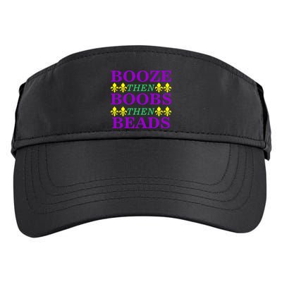 Booze then Boobs then Beads Mardi Gras New Orleans Adult Drive Performance Visor