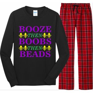 Booze then Boobs then Beads Mardi Gras New Orleans Long Sleeve Pajama Set