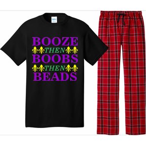 Booze then Boobs then Beads Mardi Gras New Orleans Pajama Set