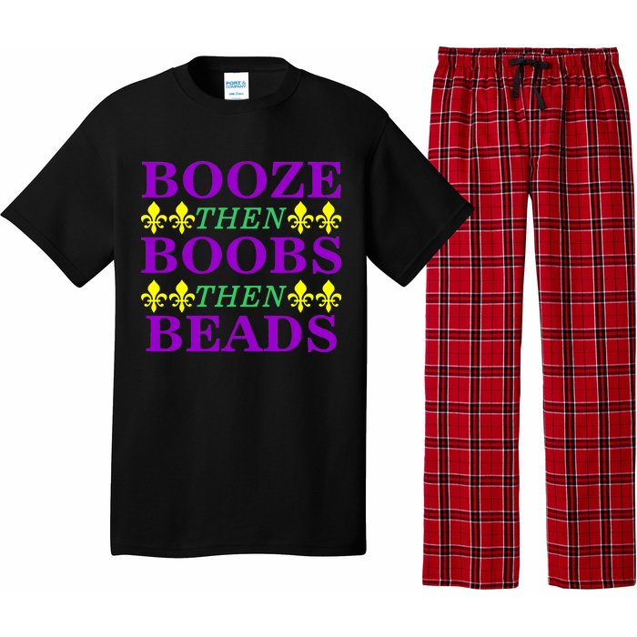 Booze then Boobs then Beads Mardi Gras New Orleans Pajama Set