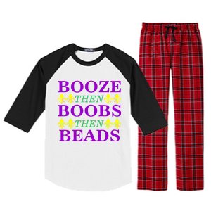 Booze then Boobs then Beads Mardi Gras New Orleans Raglan Sleeve Pajama Set