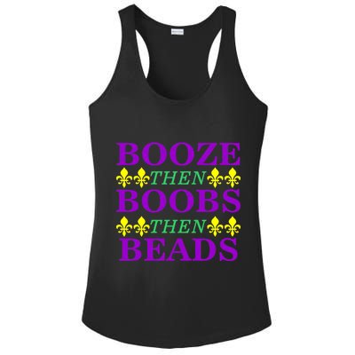 Booze then Boobs then Beads Mardi Gras New Orleans Ladies PosiCharge Competitor Racerback Tank