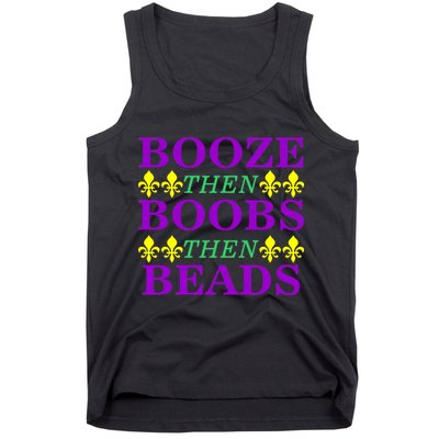 Booze then Boobs then Beads Mardi Gras New Orleans Tank Top