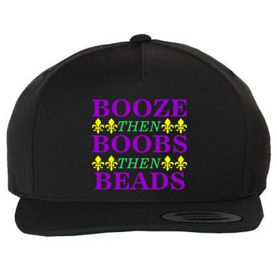 Booze then Boobs then Beads Mardi Gras New Orleans Wool Snapback Cap