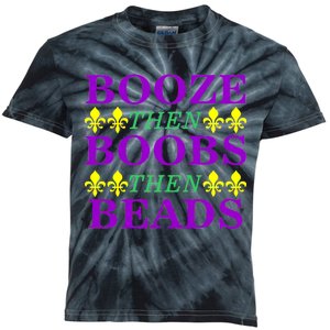 Booze then Boobs then Beads Mardi Gras New Orleans Kids Tie-Dye T-Shirt