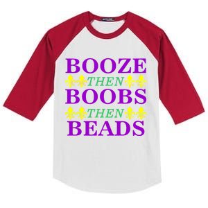 Booze then Boobs then Beads Mardi Gras New Orleans Kids Colorblock Raglan Jersey