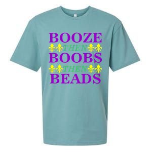 Booze then Boobs then Beads Mardi Gras New Orleans Sueded Cloud Jersey T-Shirt