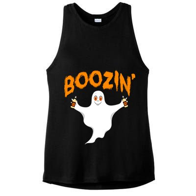 Boozin' Ghost With Beer Ladies PosiCharge Tri-Blend Wicking Tank