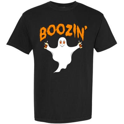 Boozin' Ghost With Beer Garment-Dyed Heavyweight T-Shirt
