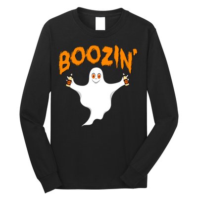 Boozin' Ghost With Beer Long Sleeve Shirt