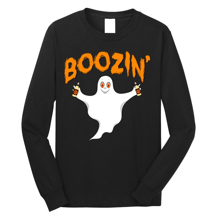 Boozin' Ghost With Beer Long Sleeve Shirt