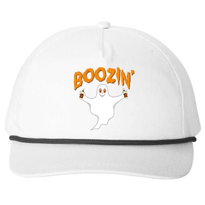 Boozin' Ghost With Beer Snapback Five-Panel Rope Hat