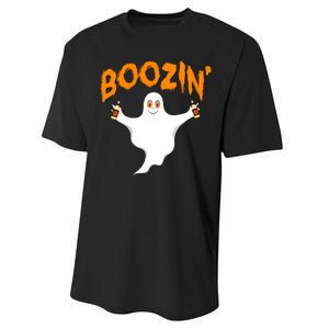 Boozin' Ghost With Beer Performance Sprint T-Shirt