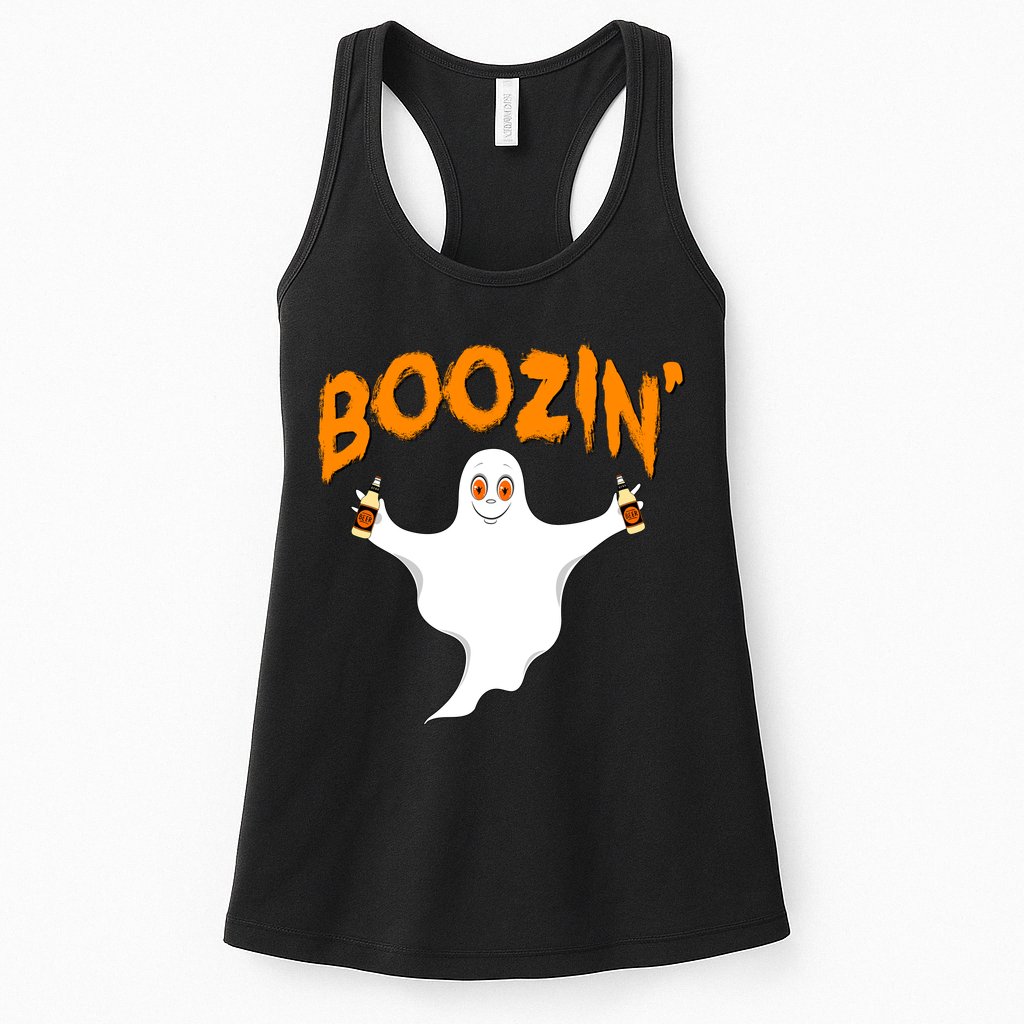 Boozin' Ghost With Beer Womens Tank Top
