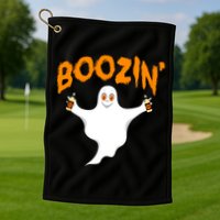 Boozin' Ghost With Beer Golf Towel