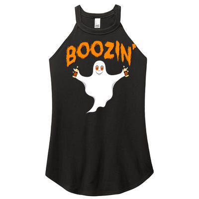 Boozin' Ghost With Beer Women’s Perfect Tri Rocker Tank