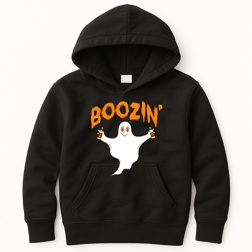 Boozin' Ghost With Beer Kids Hoodie