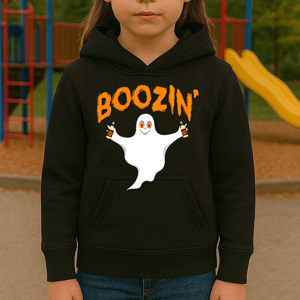 Boozin' Ghost With Beer Kids Hoodie