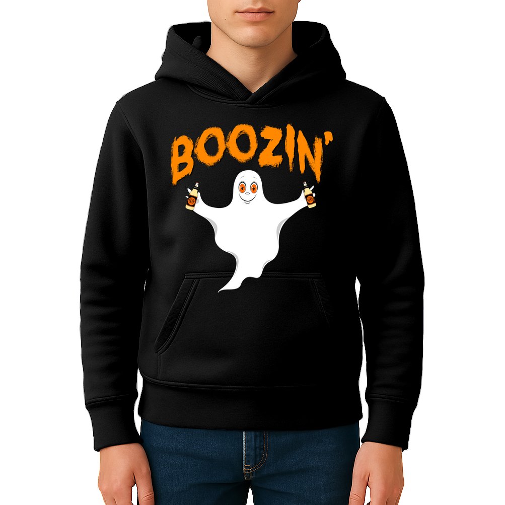 Boozin' Ghost With Beer Kids Hoodie