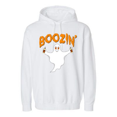 Boozin' Ghost With Beer Garment-Dyed Fleece Hoodie