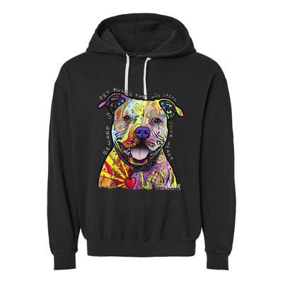 Beware Of Pit Bulls Dean Russo Pitbull Original Dog Lover Garment-Dyed Fleece Hoodie