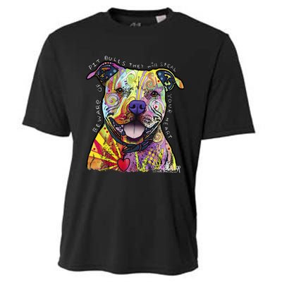 Beware Of Pit Bulls Dean Russo Pitbull Original Dog Lover Cooling Performance Crew T-Shirt