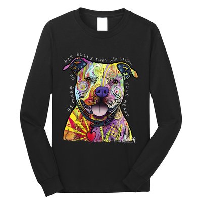 Beware Of Pit Bulls Dean Russo Pitbull Original Dog Lover Long Sleeve Shirt