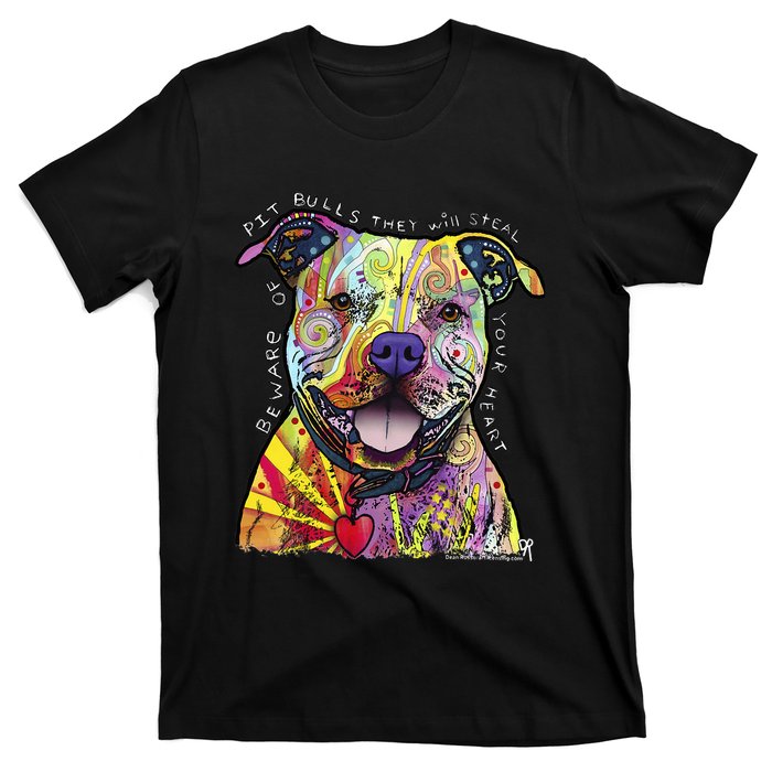 Beware Of Pit Bulls Dean Russo Pitbull Original Dog Lover T-Shirt