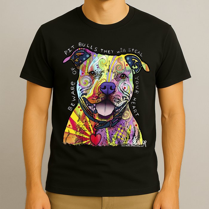 Beware Of Pit Bulls Dean Russo Pitbull Original Dog Lover T-Shirt